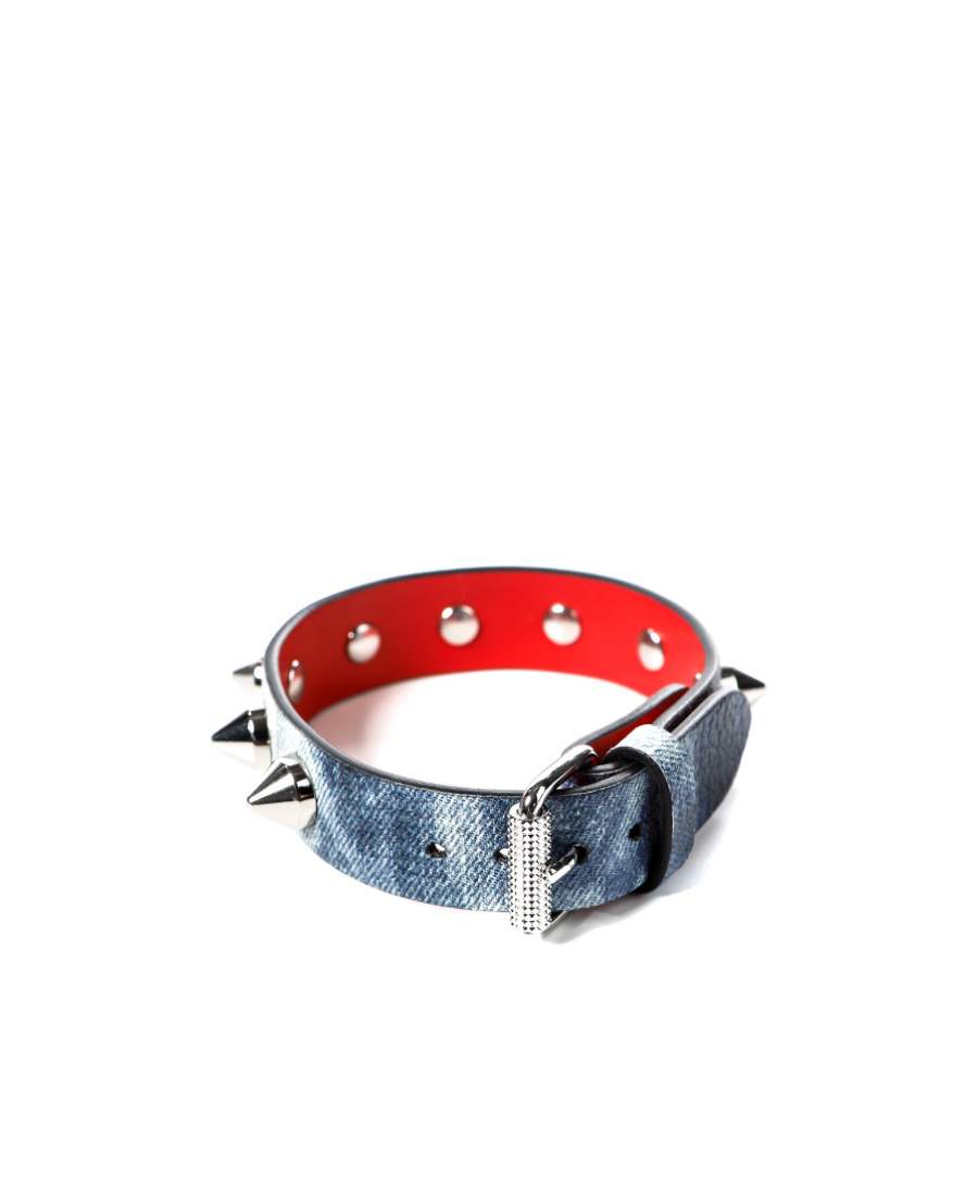 Christian Louboutin Rivet Detail Bracelet In White