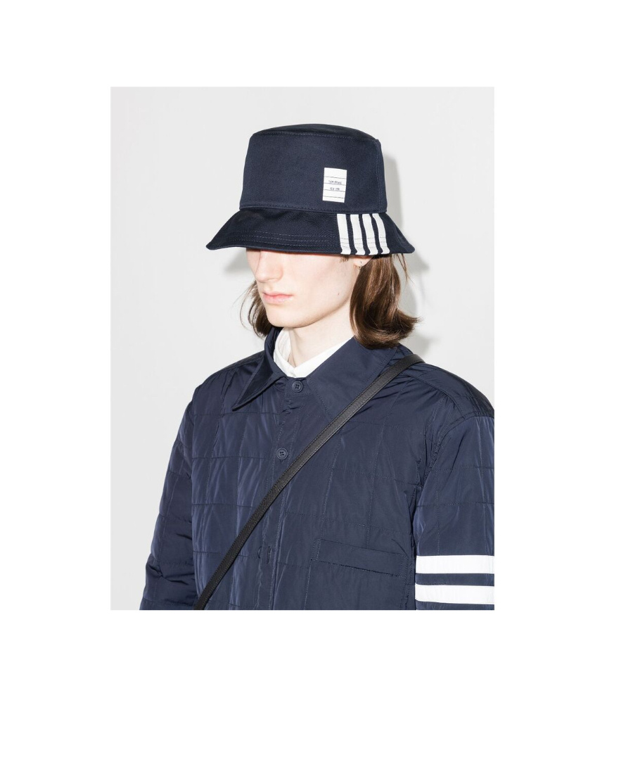 Thom Browne 4-bar Cotton Bucket Hat In Black