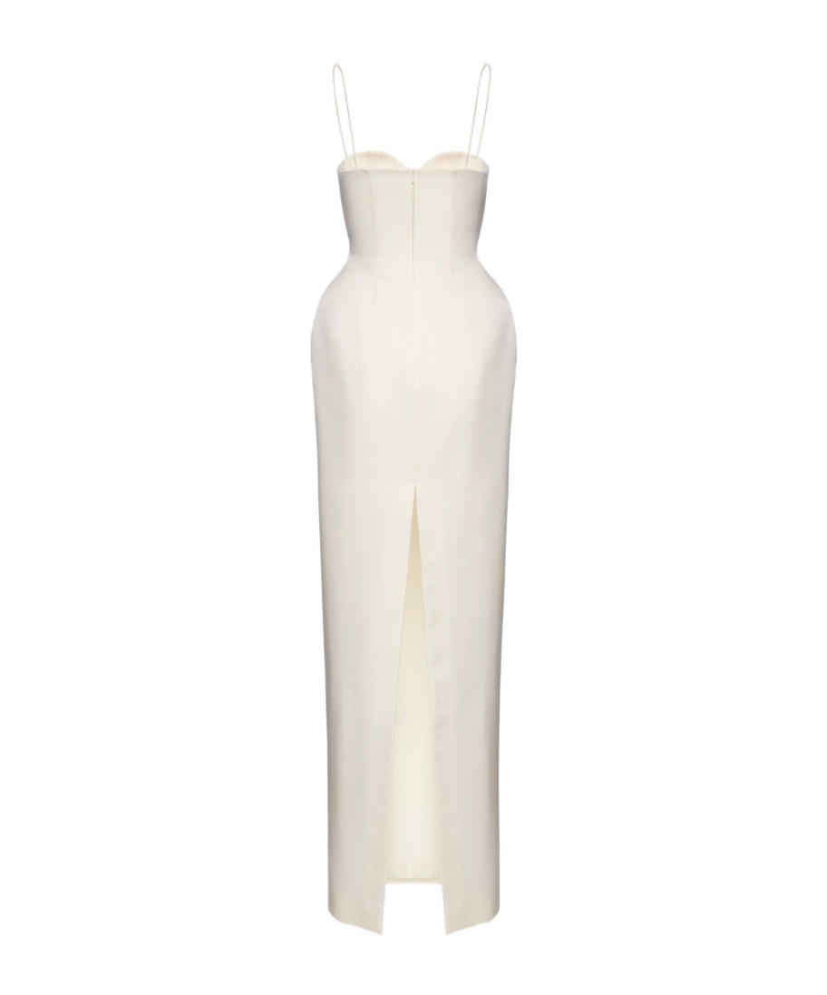Magda Butrym Sweetheart Silk Hourglass Maxi Dress In Cream In White
