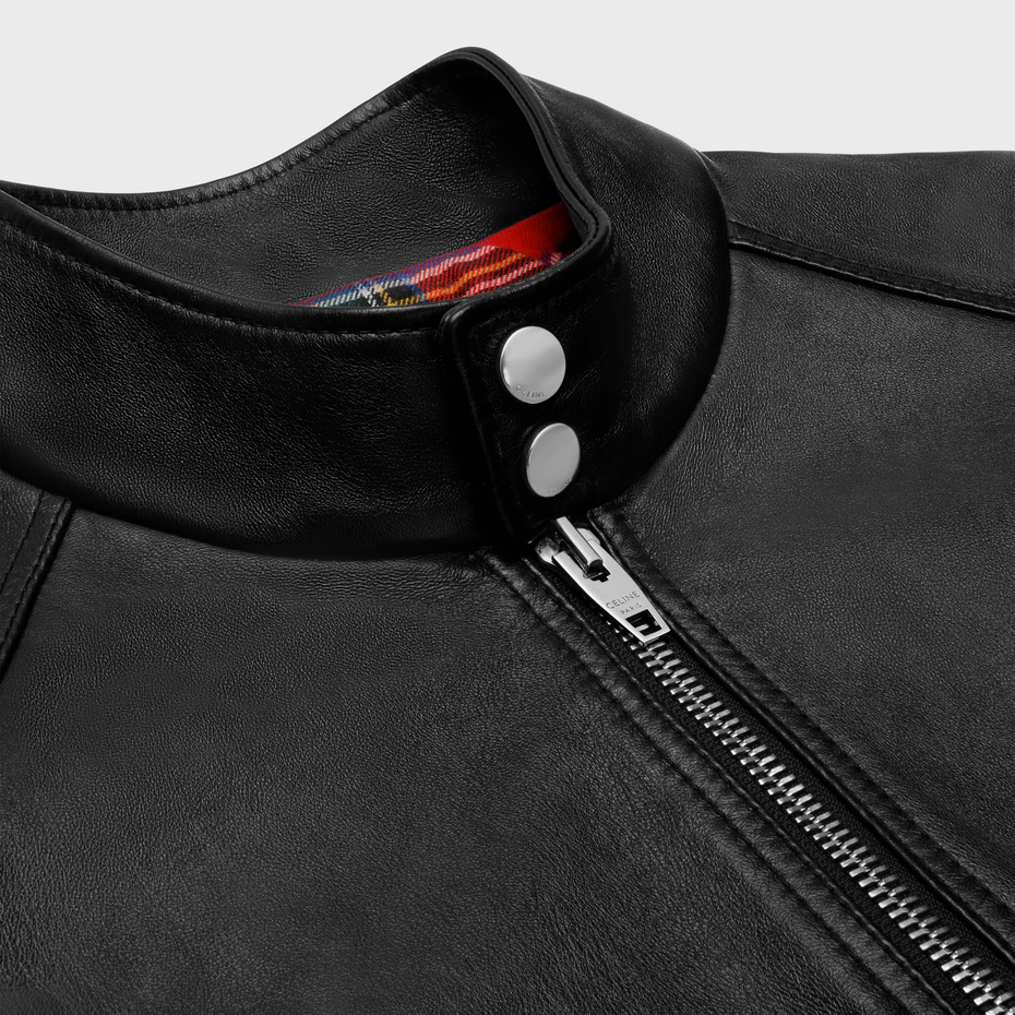 Celine Long-sleeved Leather Jacket In Black