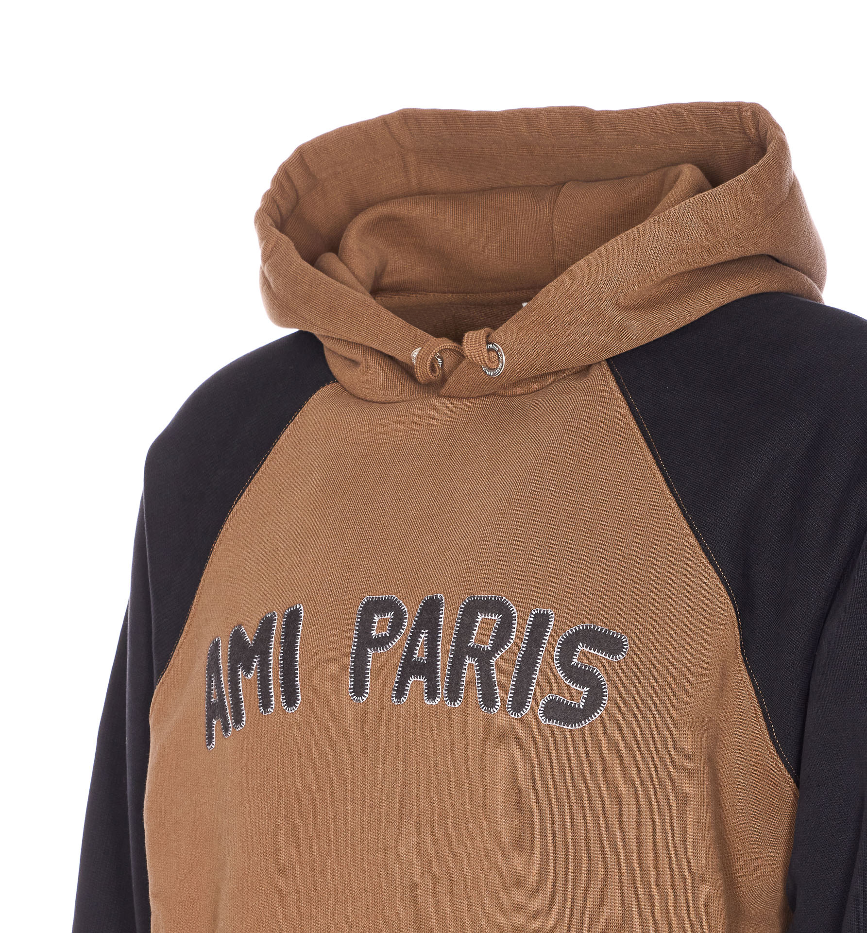 Ami Alexandre Mattiussi Ami Paris Men Cotton Colorblock Hoodie In Brown