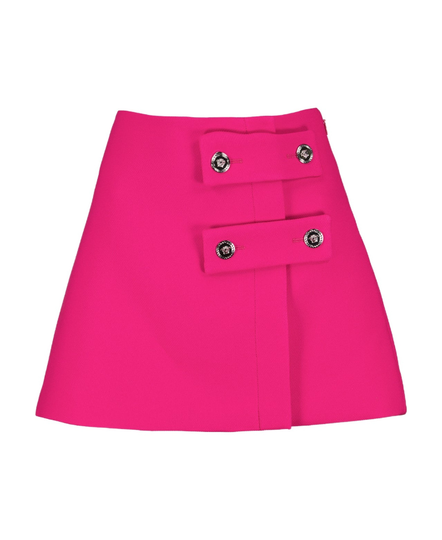 Versace Low-rise Buttoned Skirt In Pink