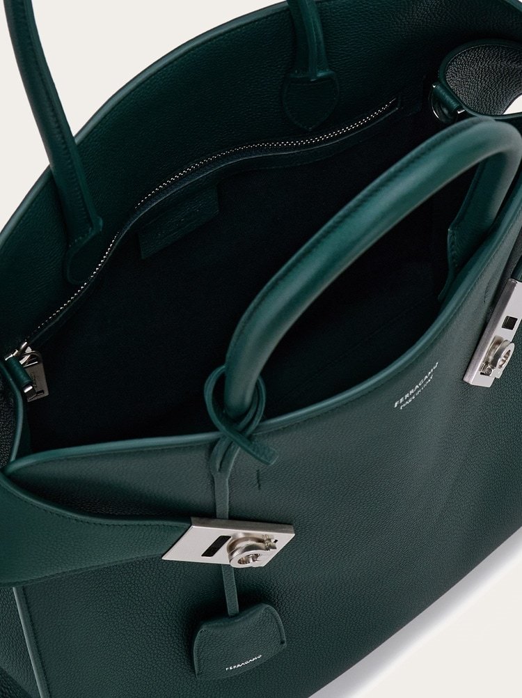 Ferragamo Hug Tote Bag In Green