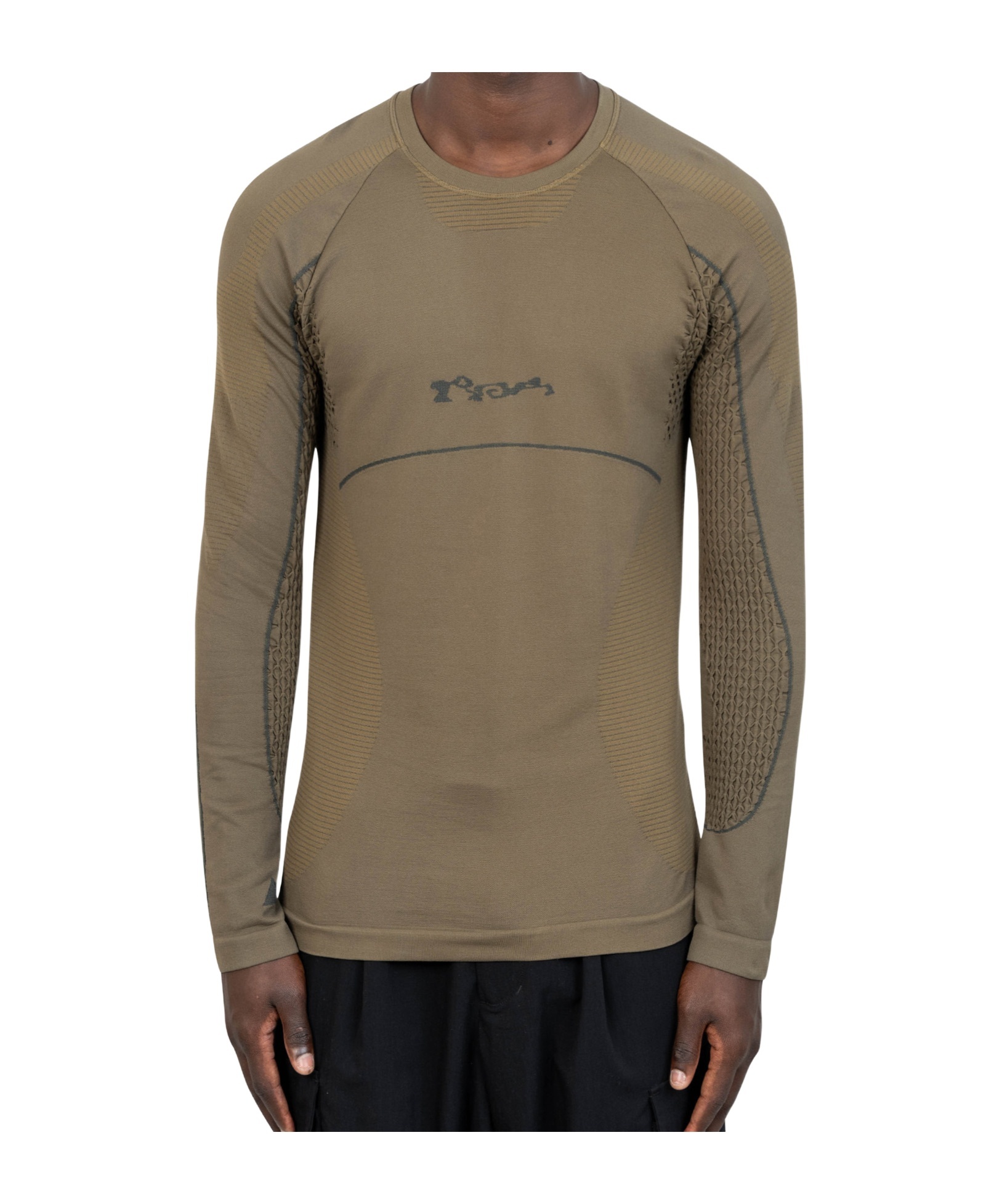 Roa Seamless Stretch Fabric Crew Neck T-shirt In Brown