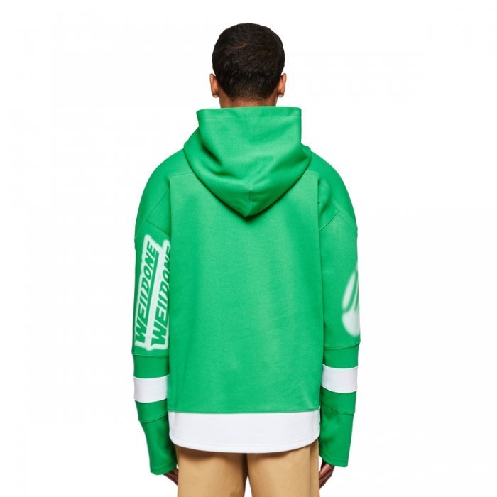 We11 Done Logo Hooded Sweater In Green