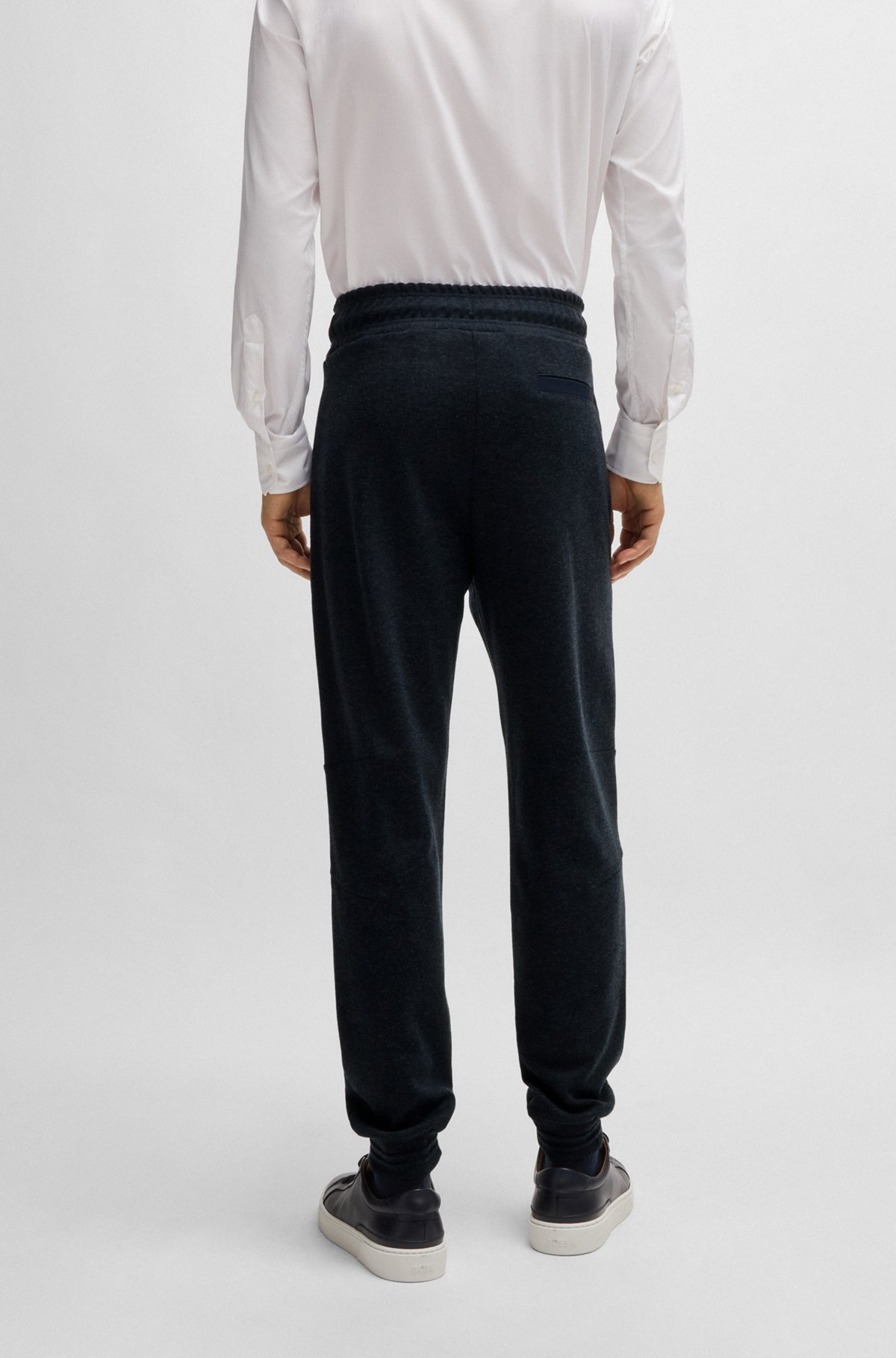 Hugo Boss Elastic Waist Wool Sweatpants In Black