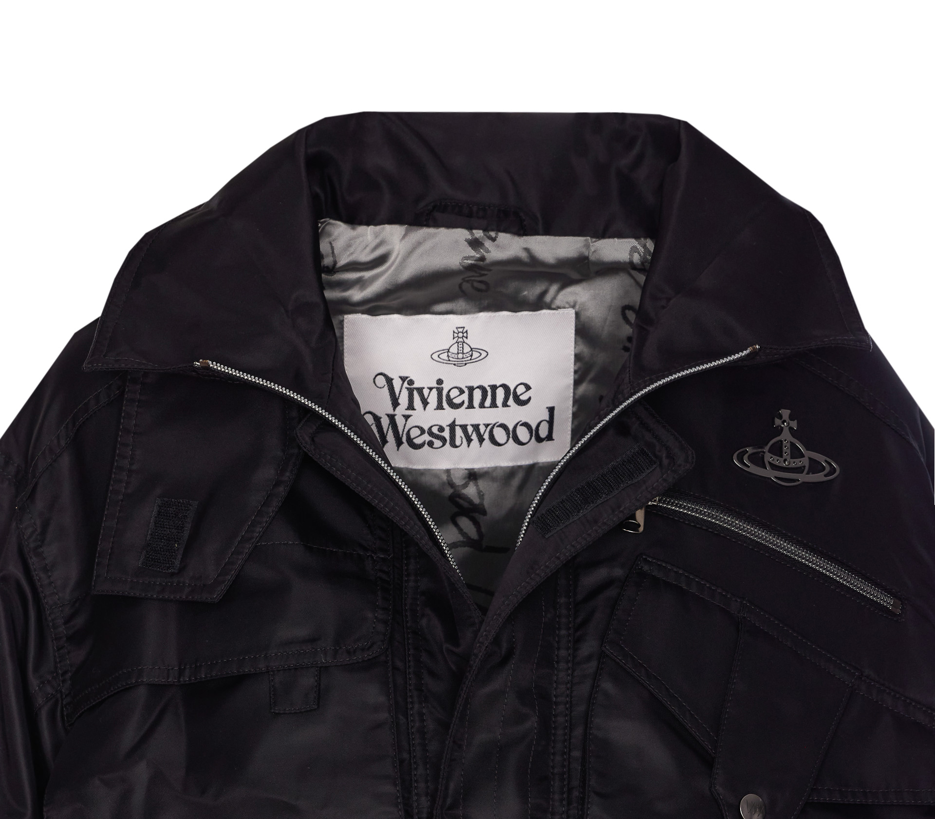 Vivienne Westwood Cropped Bomber Jacket Hood Removable In Black