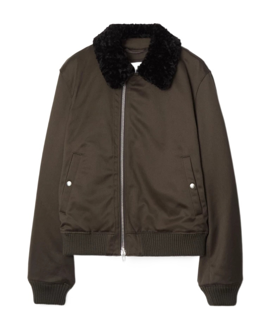 BURBERRY ZIPPED SHEARLING-COLLAR BOMBER JACKET