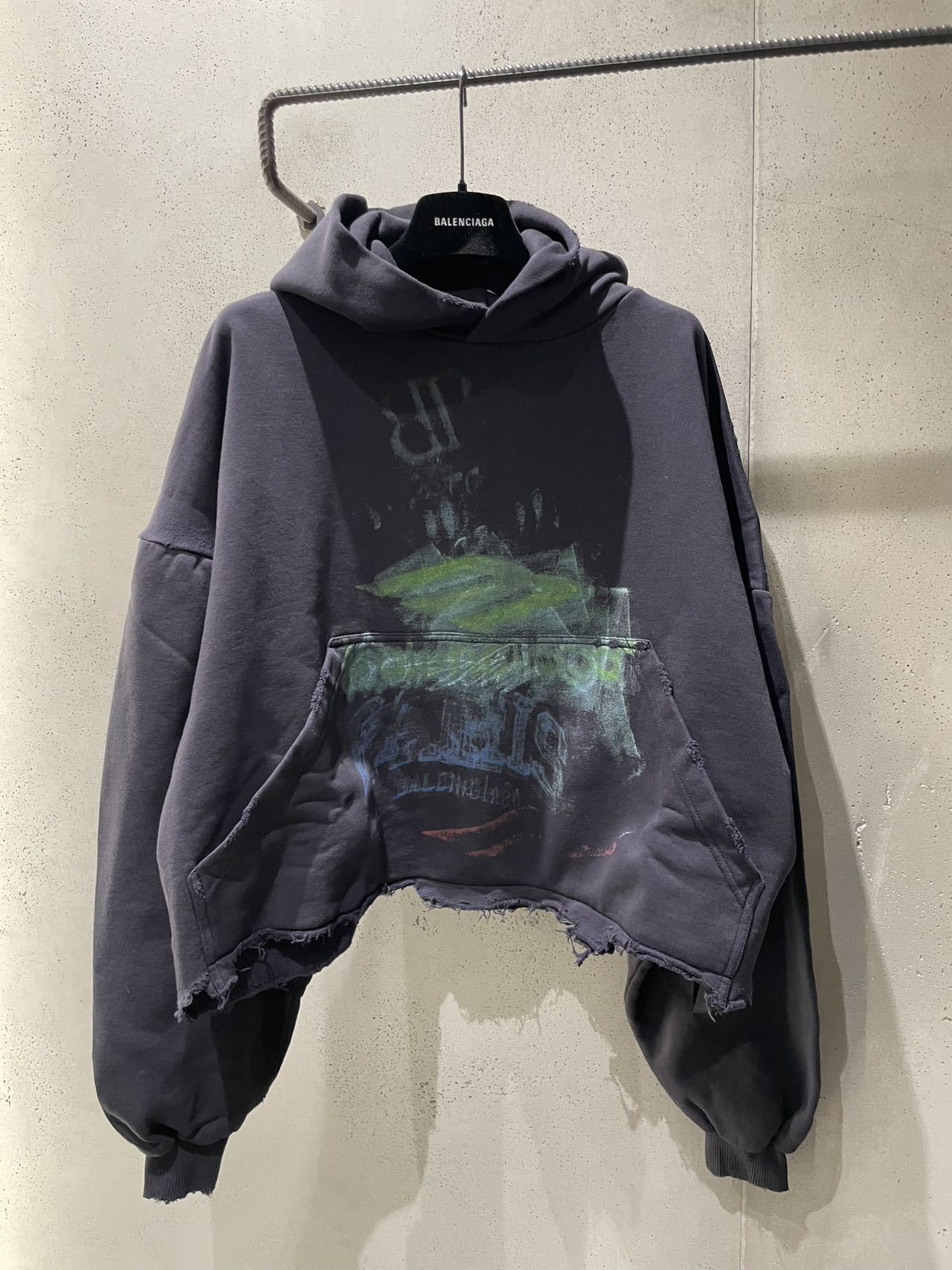 Balenciaga Short Hooded Sweater In Black