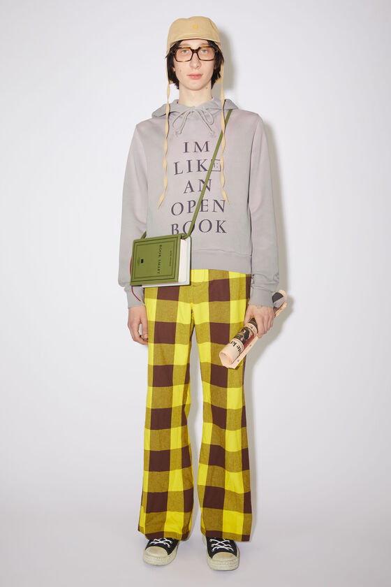 Acne Studios Face-print Cotton Hoodie In Gray