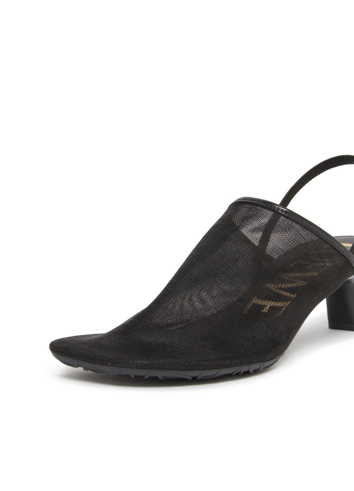 Loewe Petal Mesh Slingback Heel Sandals In Black