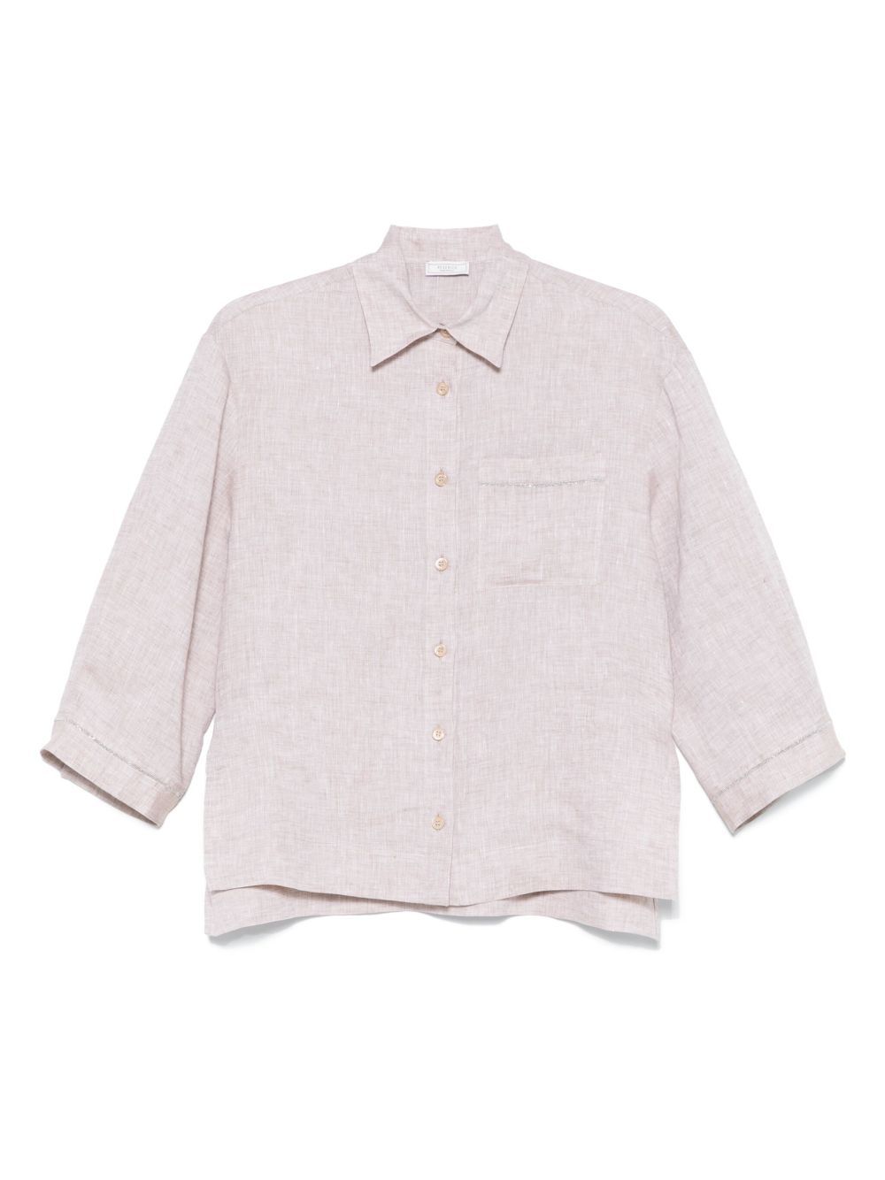 Peserico Beige Linen Shirt With Classic Collar