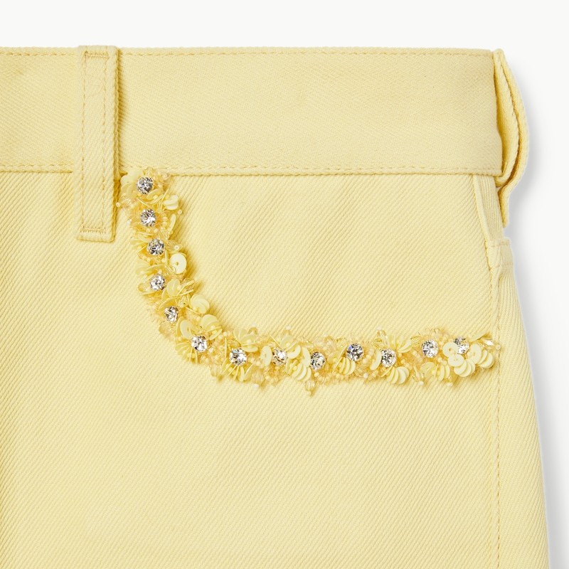 Gucci Denim Skirt With Embroidery In Yellow