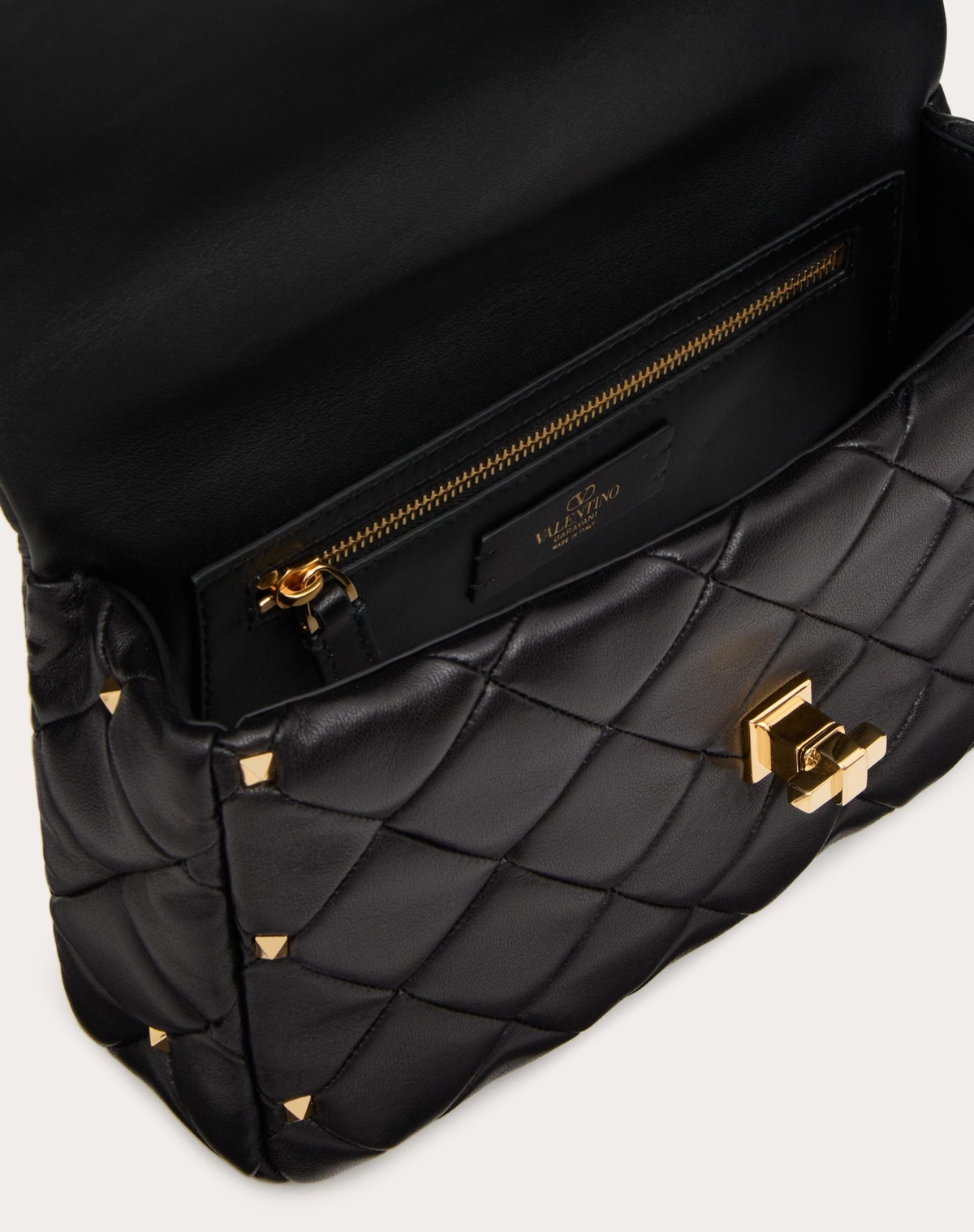 Valentino Rockstud Spike Small Shoulder Bag In Black