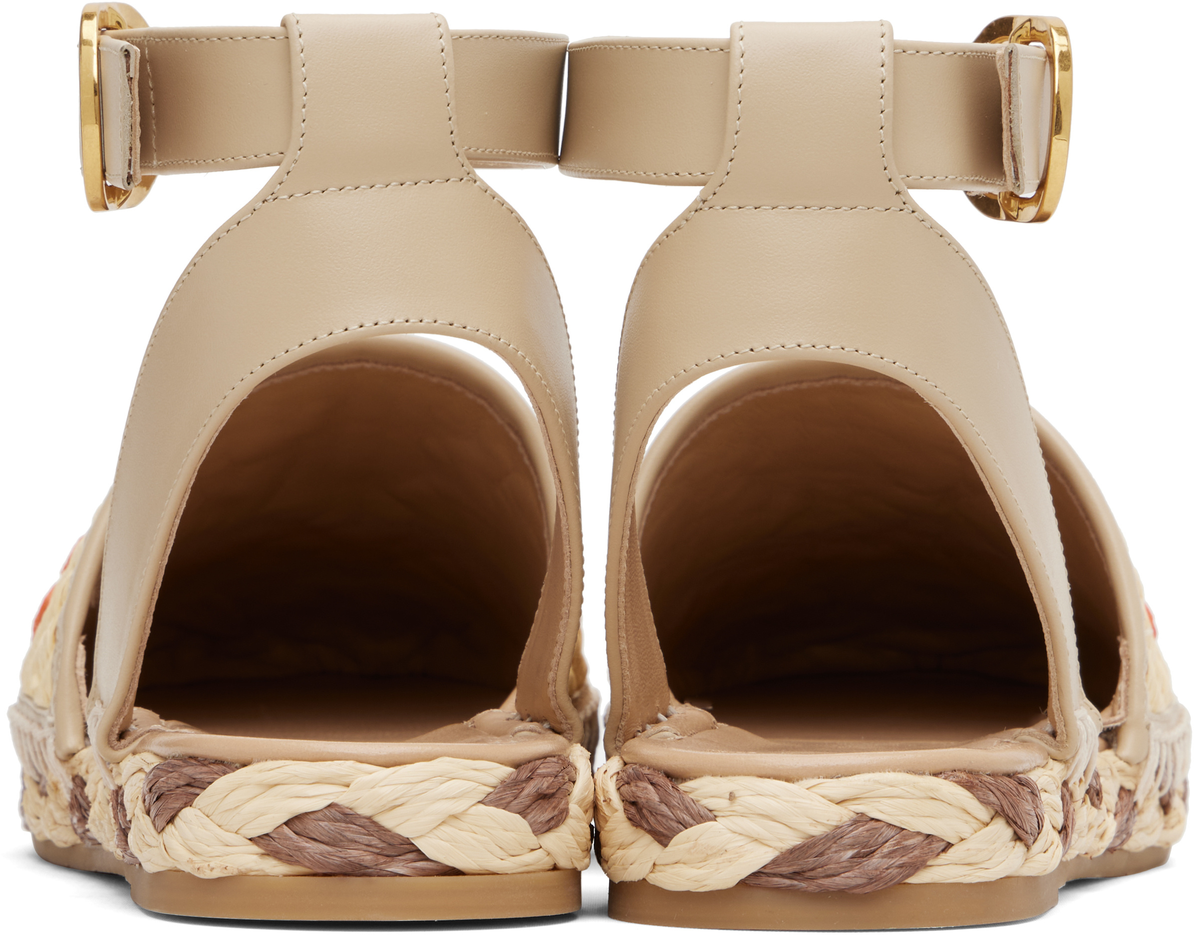 Valentino Polished Leather And Woven Faux Espadrilles In Nude