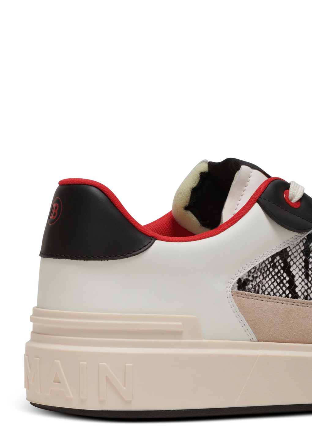 Balmain B-court Flip Snakeskin-effect Leather And Suede Trainers