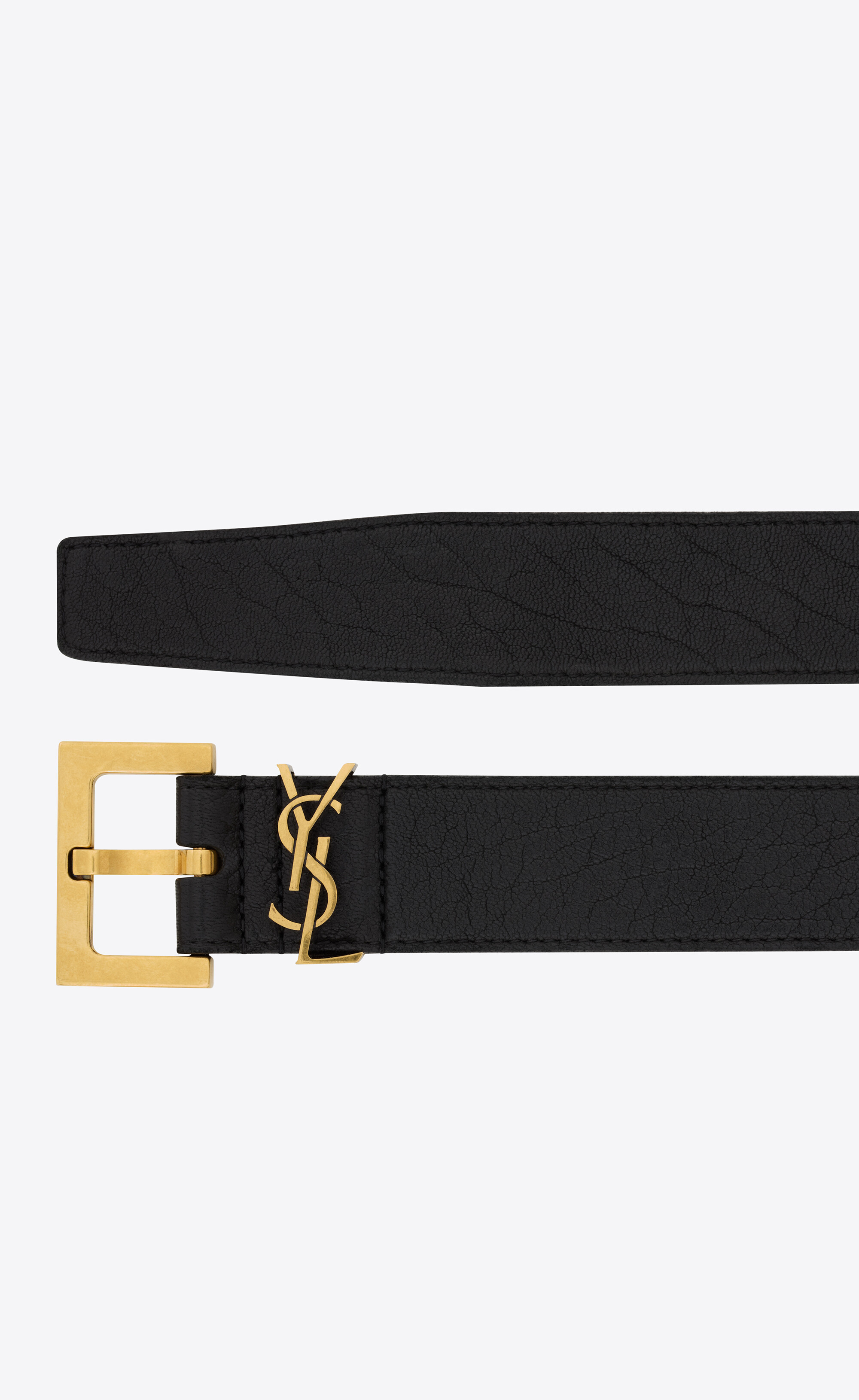Saint Laurent Cassandre Logo Plaque Belt In Black