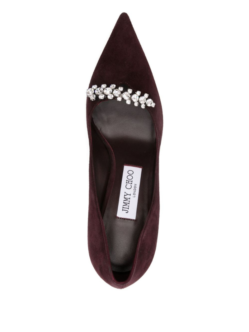 Jimmy Choo 90mm Crystal-embellished Pointed-toe Pumps In Burgundy