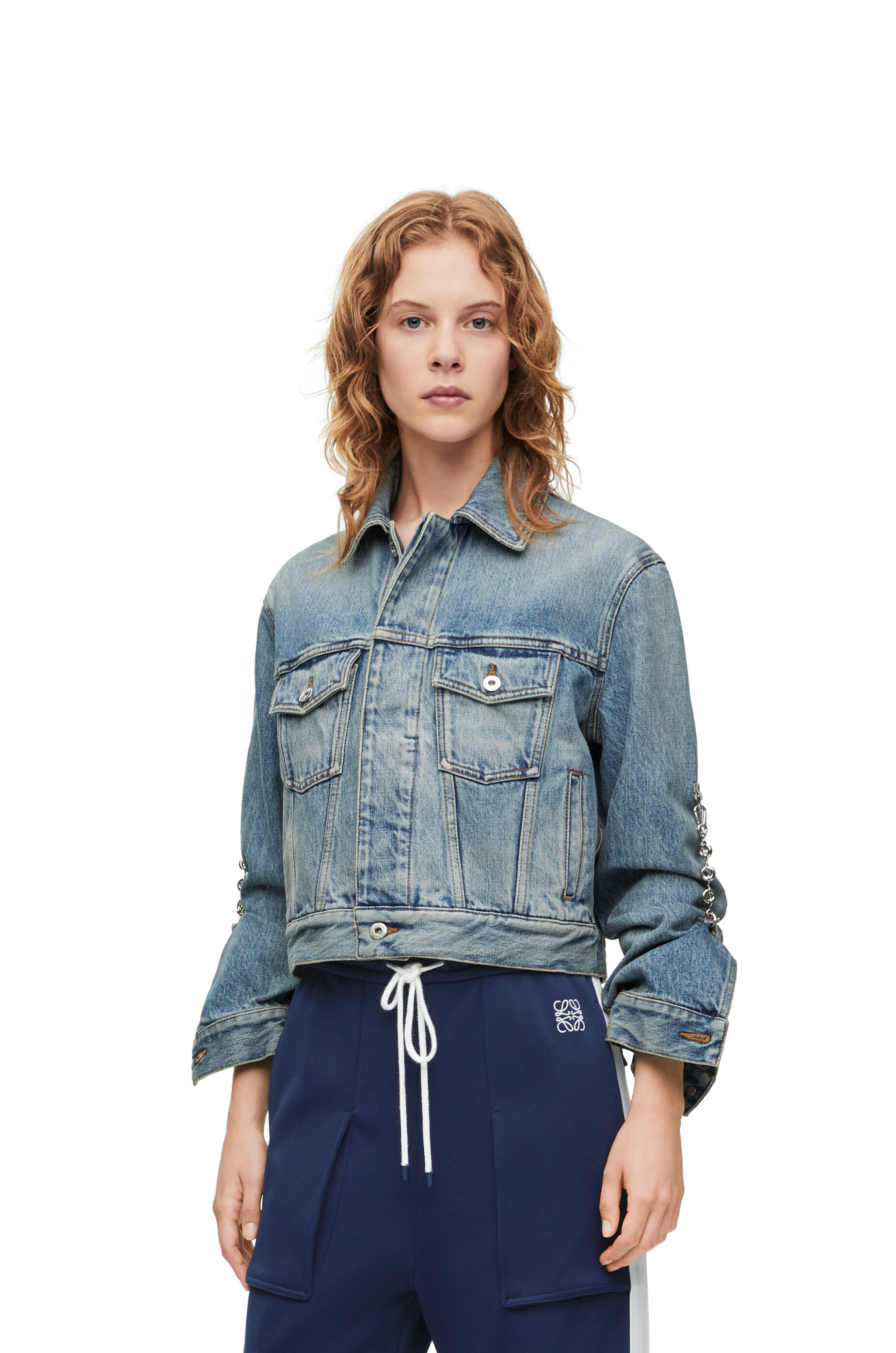 Shop Loewe Chain Jacket In Denim In Blue