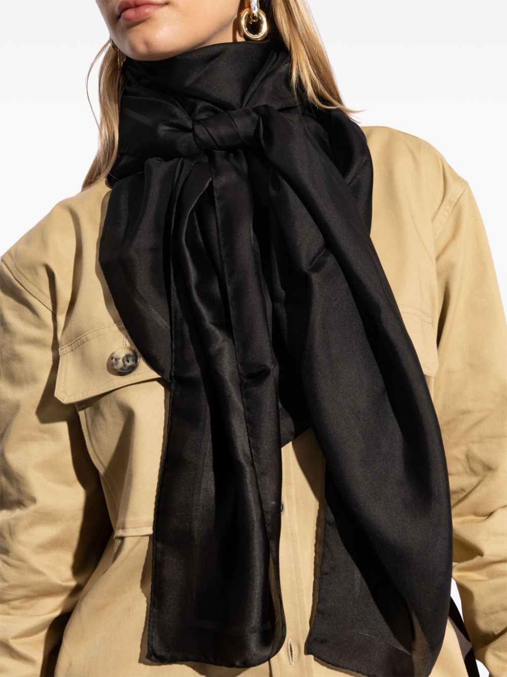 Saint Laurent Cassandre Silk Scarf In Black
