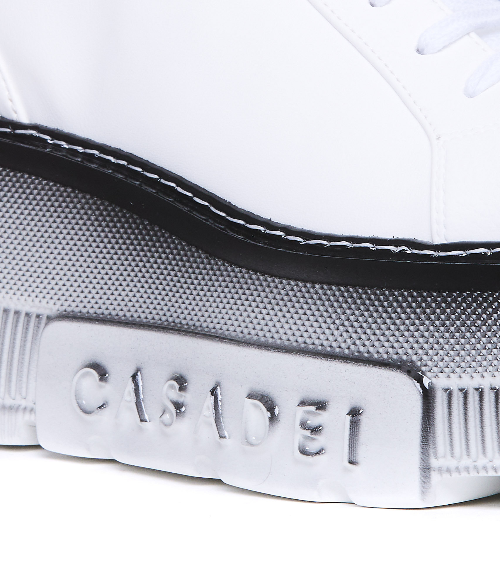 Casadei Low Top Leather Platform Sneakers In White