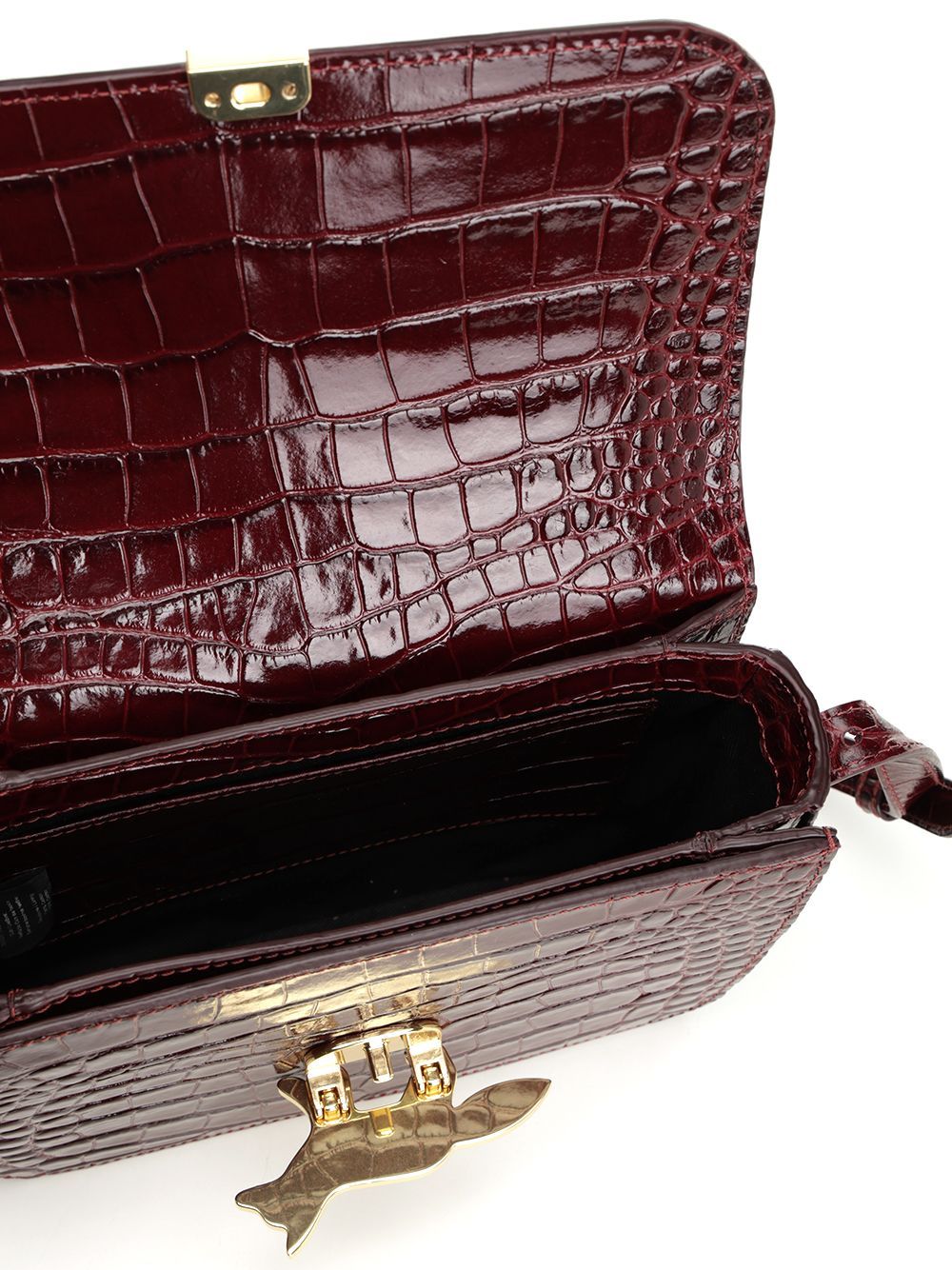 Maison Kitsuné Logo-plaque Crocodile-effect Shoulder Bag In Red