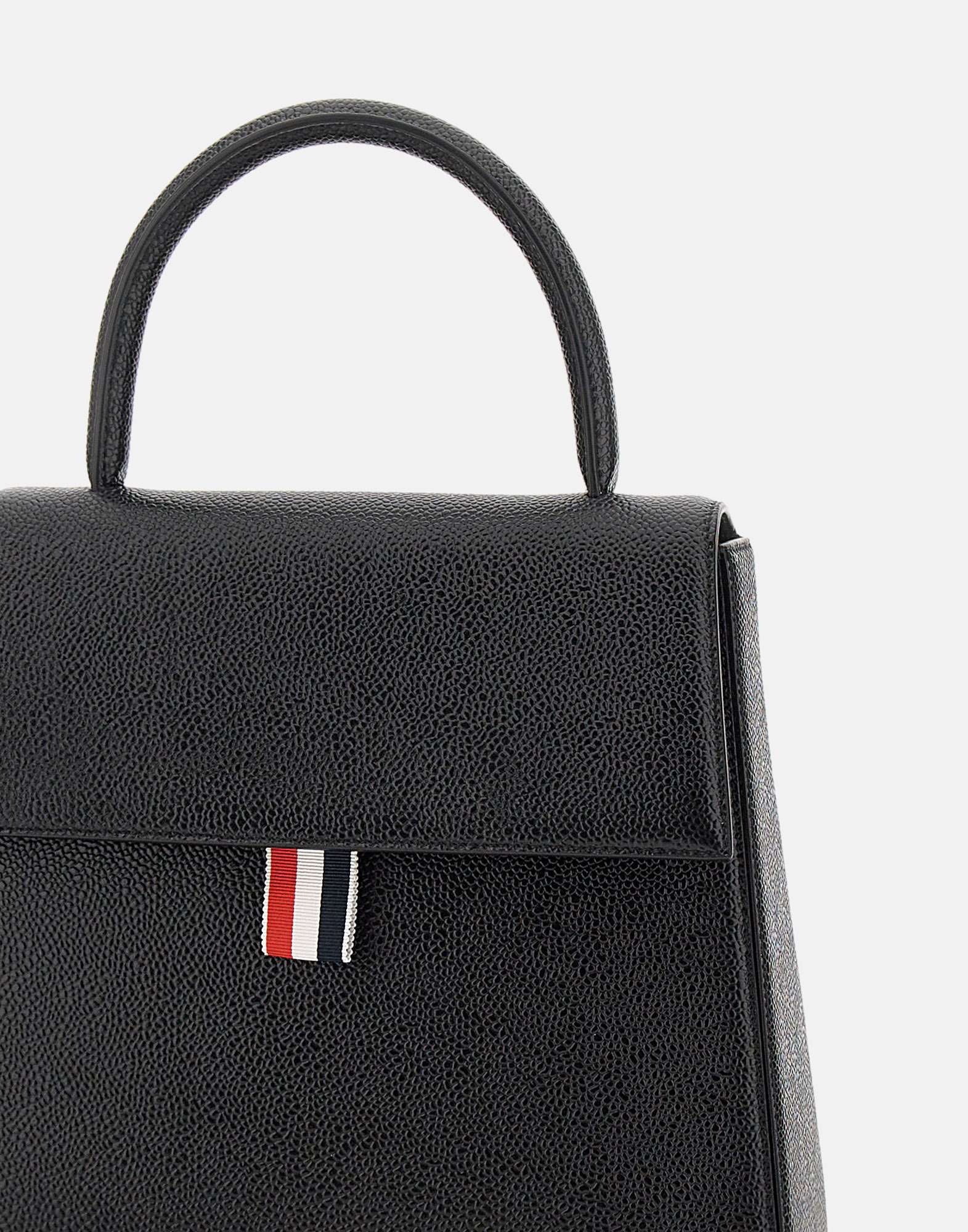 Thom Browne Grained-leather Tote Bag In Black