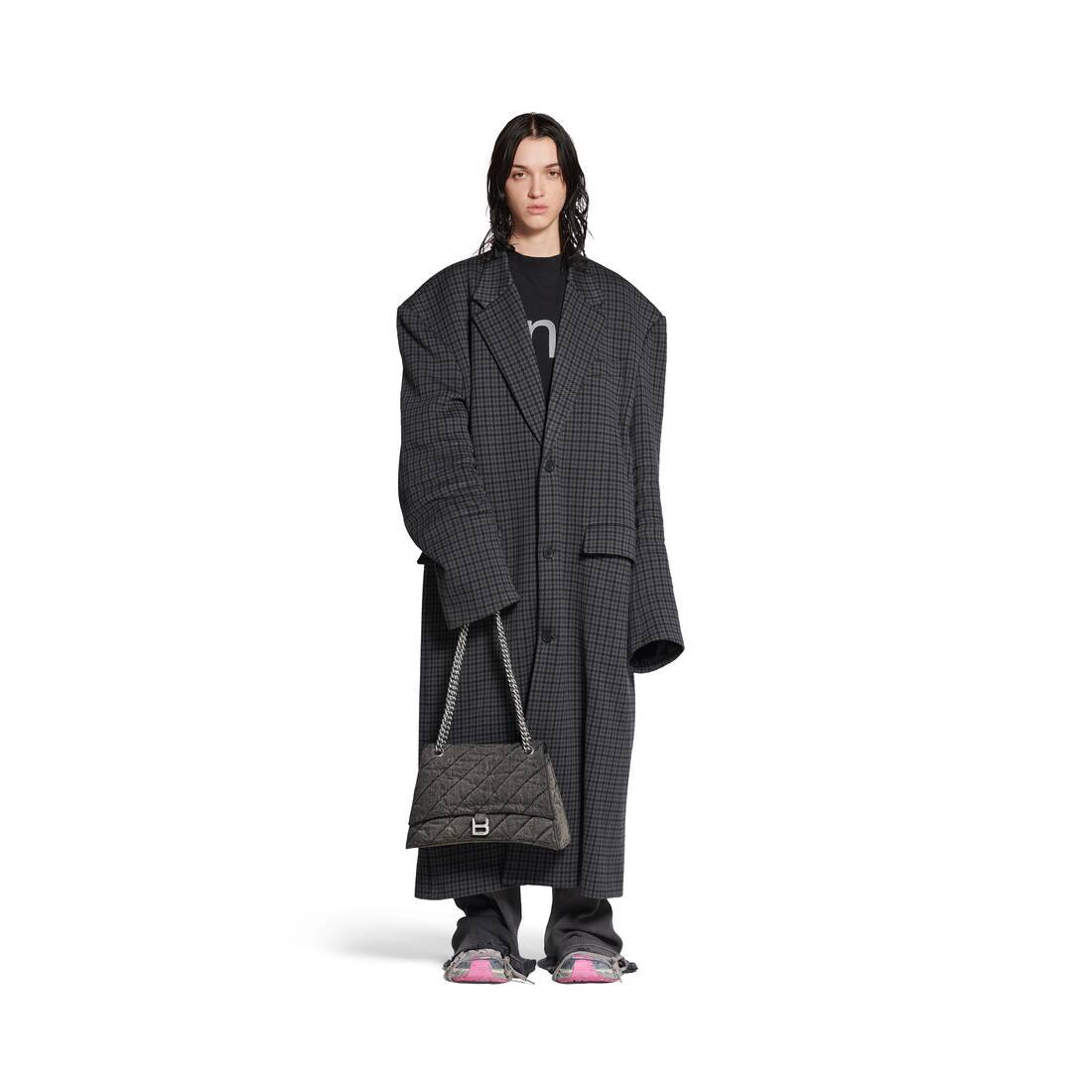 Balenciaga Medium Crush Denim Shoulder Bag In Black