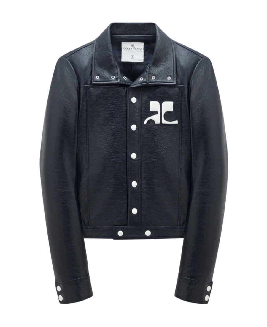 Courrèges Structured Black Faux-leather Jacket In Black