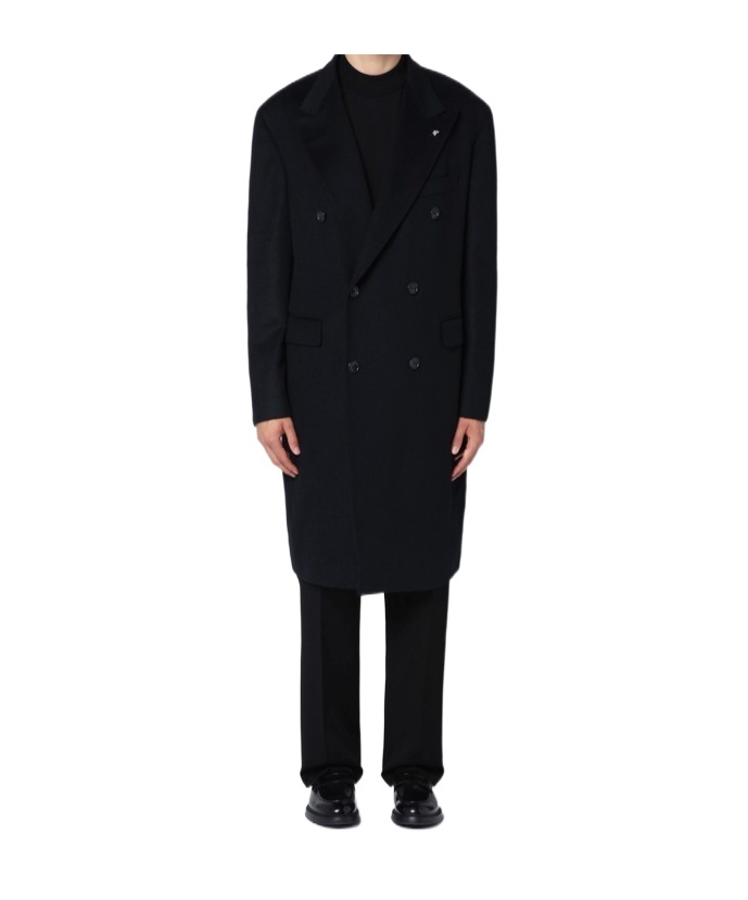 Tagliatore London Double Breasted Coat In Black