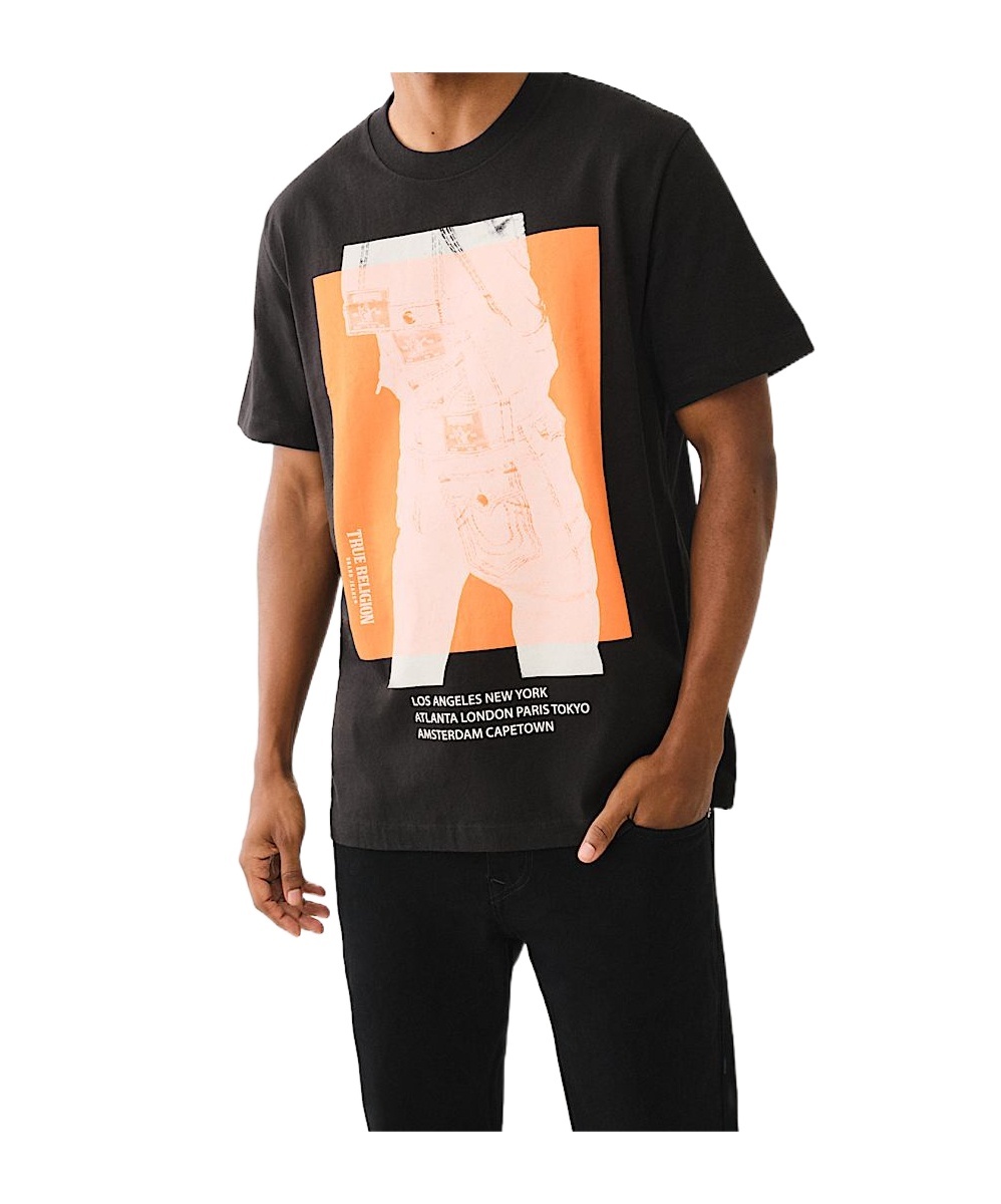 True Religion Stacked Jean Graphic Tee In Black