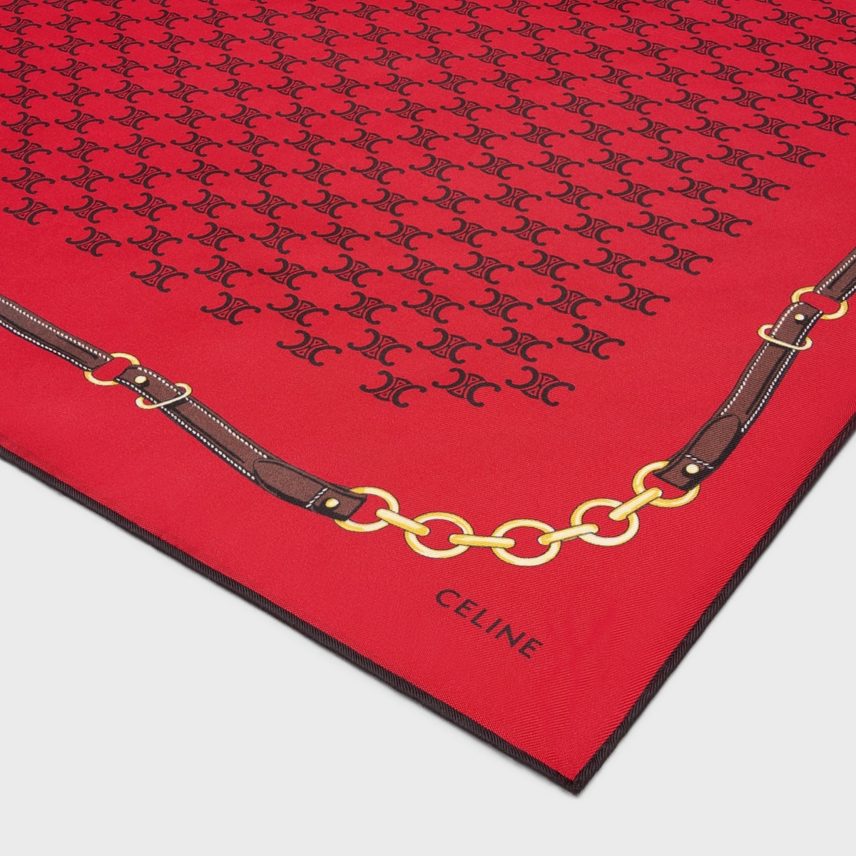 Celine Bandana In Heritage Silk Twill In Red