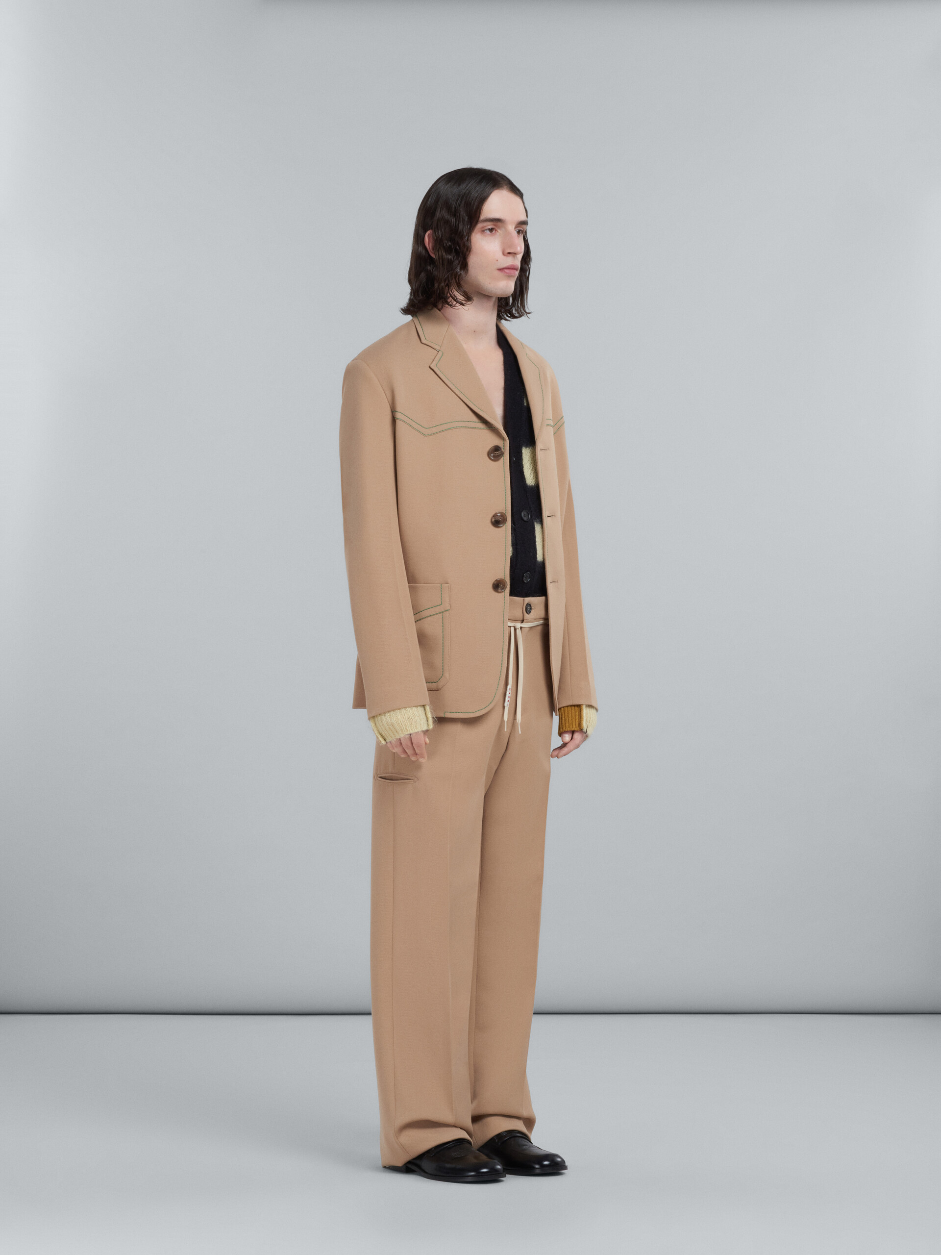 Shop Marni Blazer In Beige Cavalry Wool In Nude