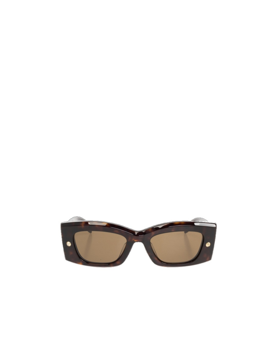 Alexander Mcqueen Spike Studs Rectangular-frame Sunglasses In Brown