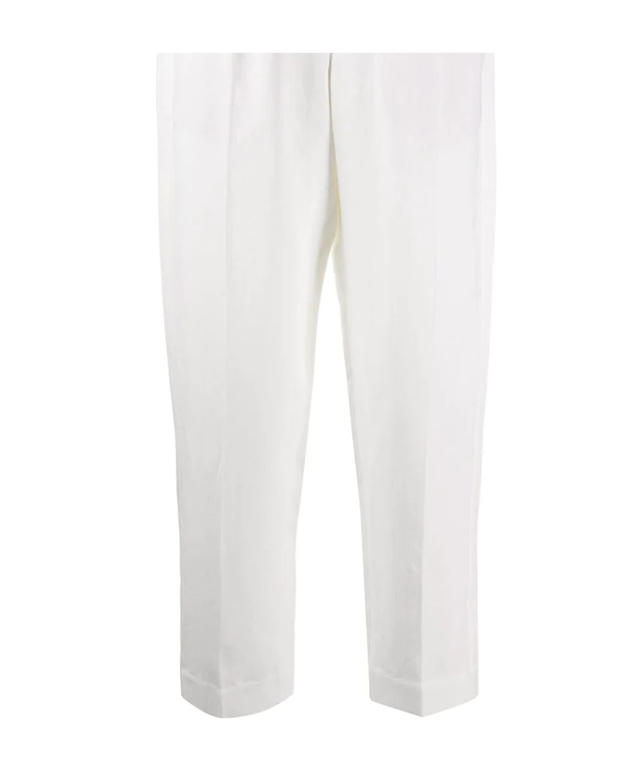 Brunello Cucinelli Cropped Stripe Detail Trousers In White
