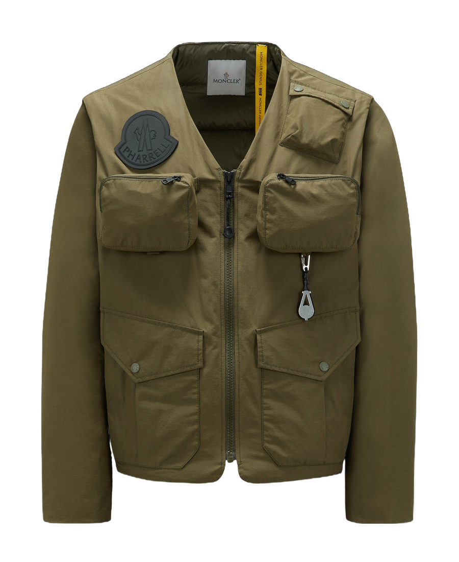 Moncler X Pharrell Williams Zipper Long-sleeved Down Jacket In Green