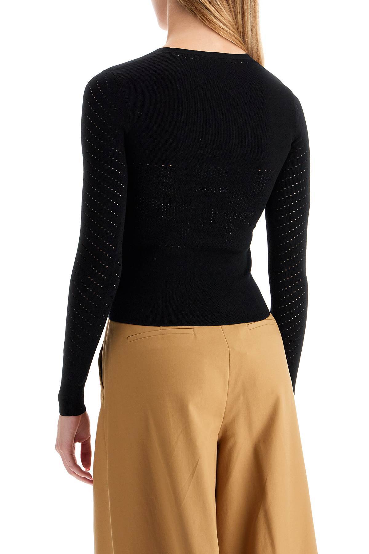 Max Mara Knitted Sweater With Perforated Details ' In Black