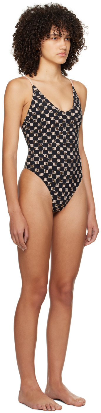 Misbhv Black Monogram Swimsuit In Brown