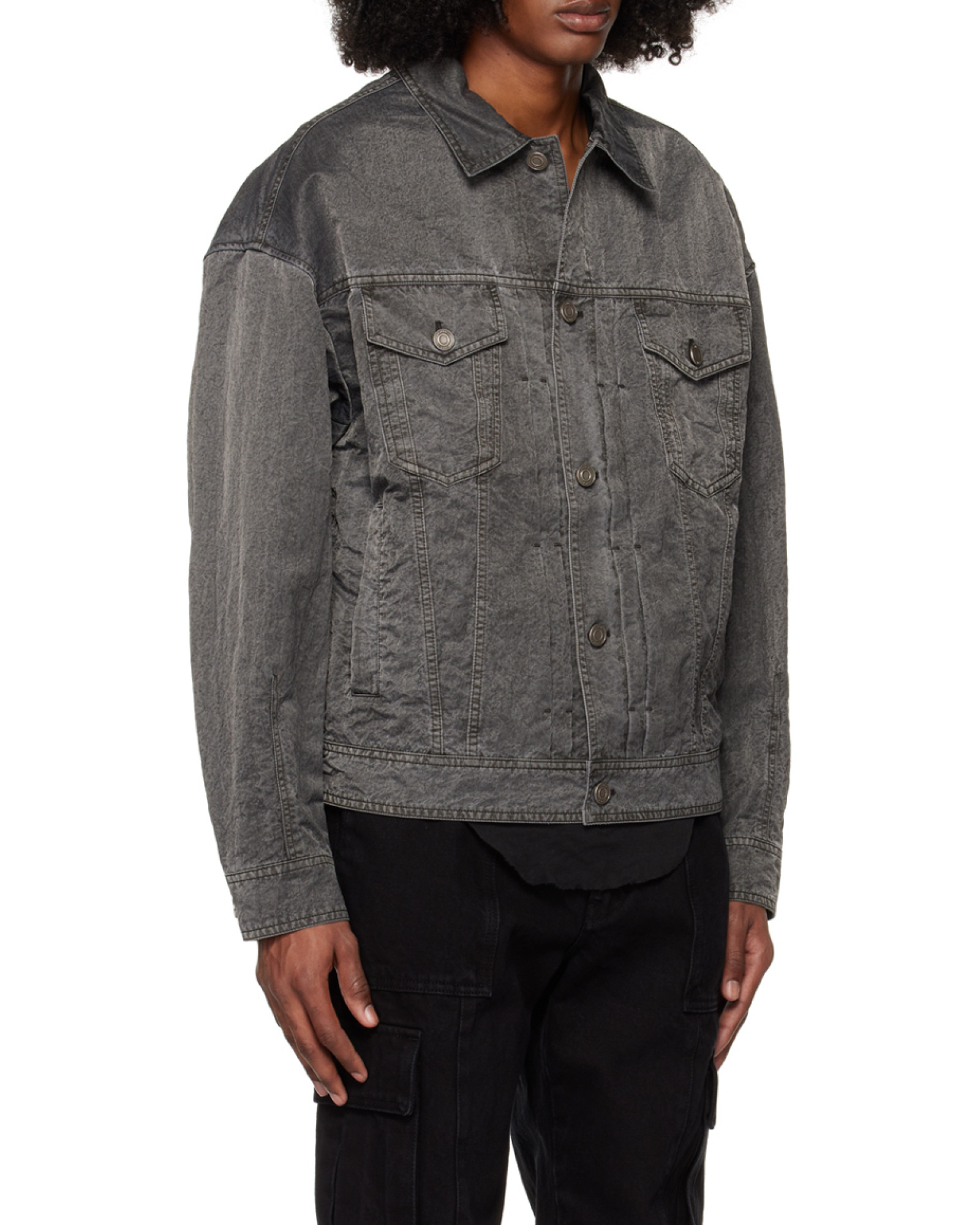 Juunj Dark-wash Denim Jacket In Black