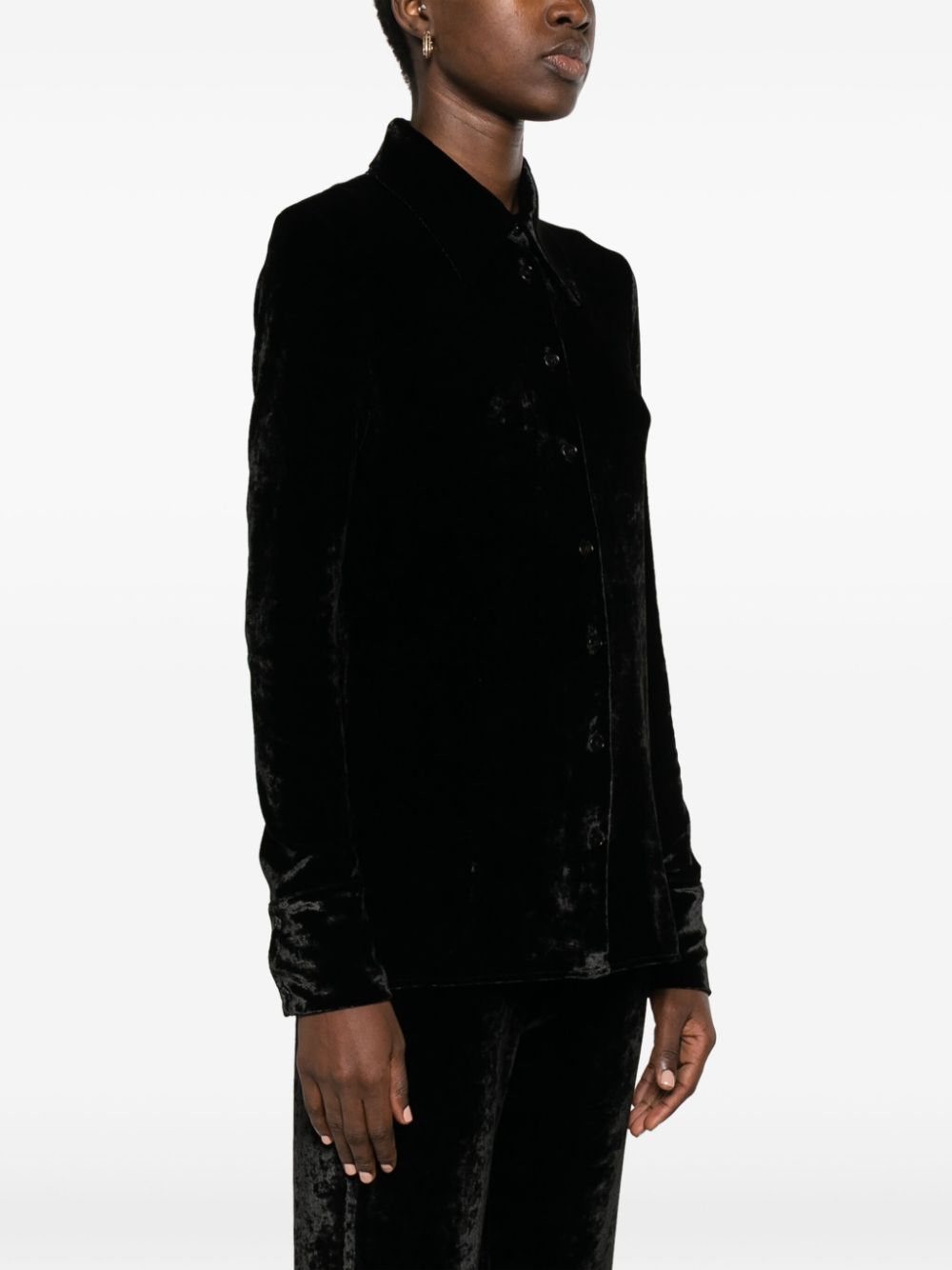 Jil Sander Capsule Velvet Jersey Shirt In Black