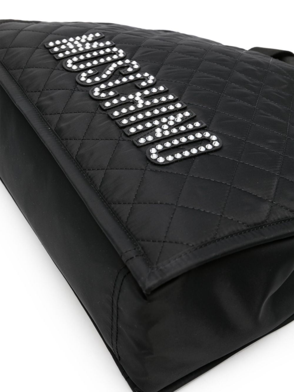 Moschino Logo Pattern Handbag In Black