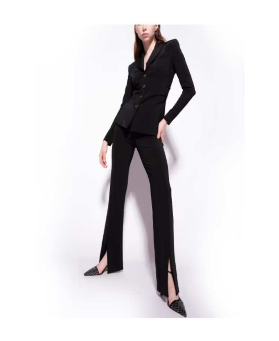 Pinko Buttoned Gathered Long-sleeved Blazer In Black