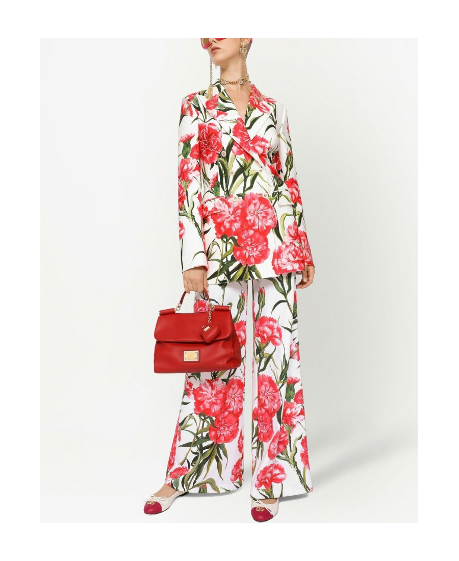 Dolce & Gabbana Multicolor Double-breasted Jacket With All-over Garofani Print In Multicolor