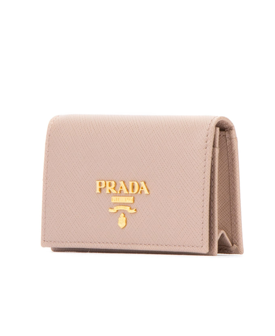 Prada Logo-plaque Foldover Cardholder In Nude