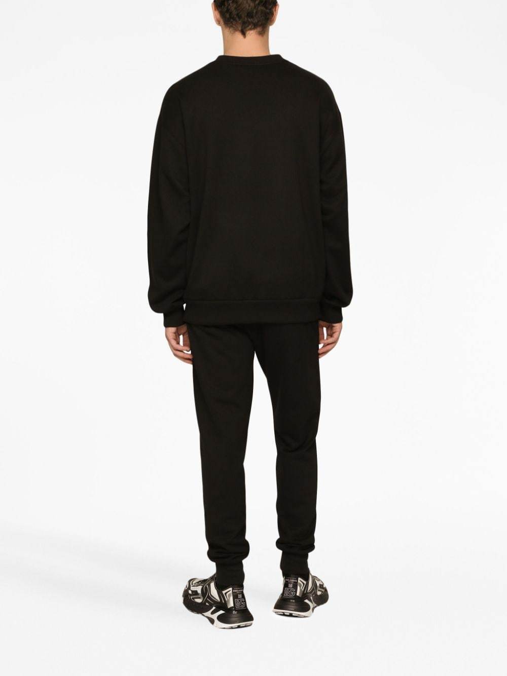 Dolce & Gabbana Logo-print Long-sleeved Cotton Sweatshirt In Black