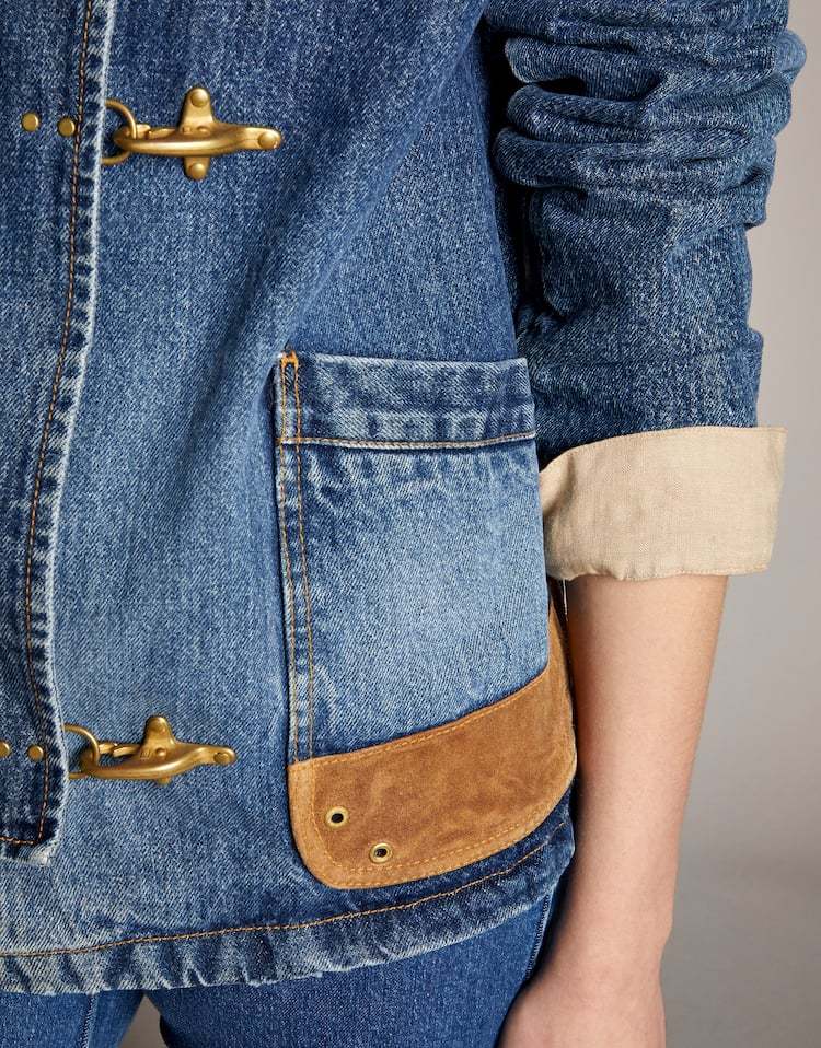 Fay 3 Denim Hooks With Suede Details In Blue