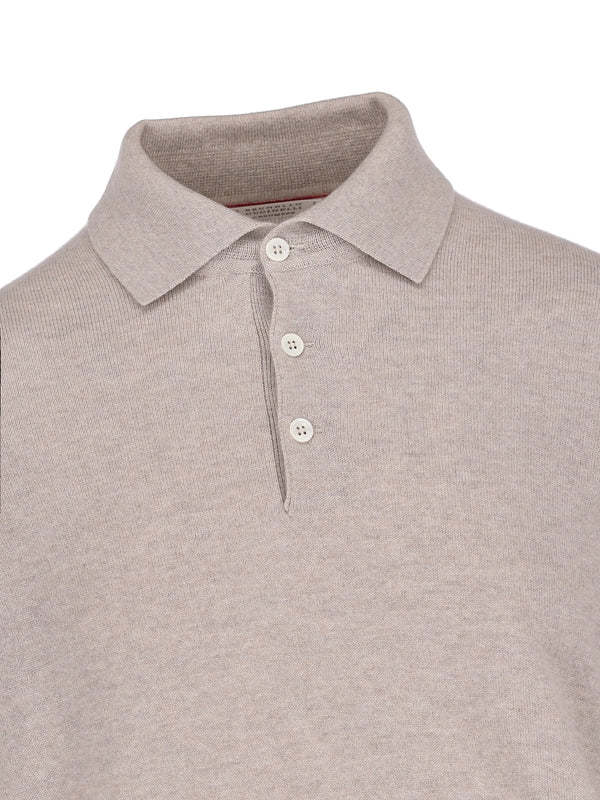 Brunello Cucinelli Long-sleeve Polo Shirt In Brown