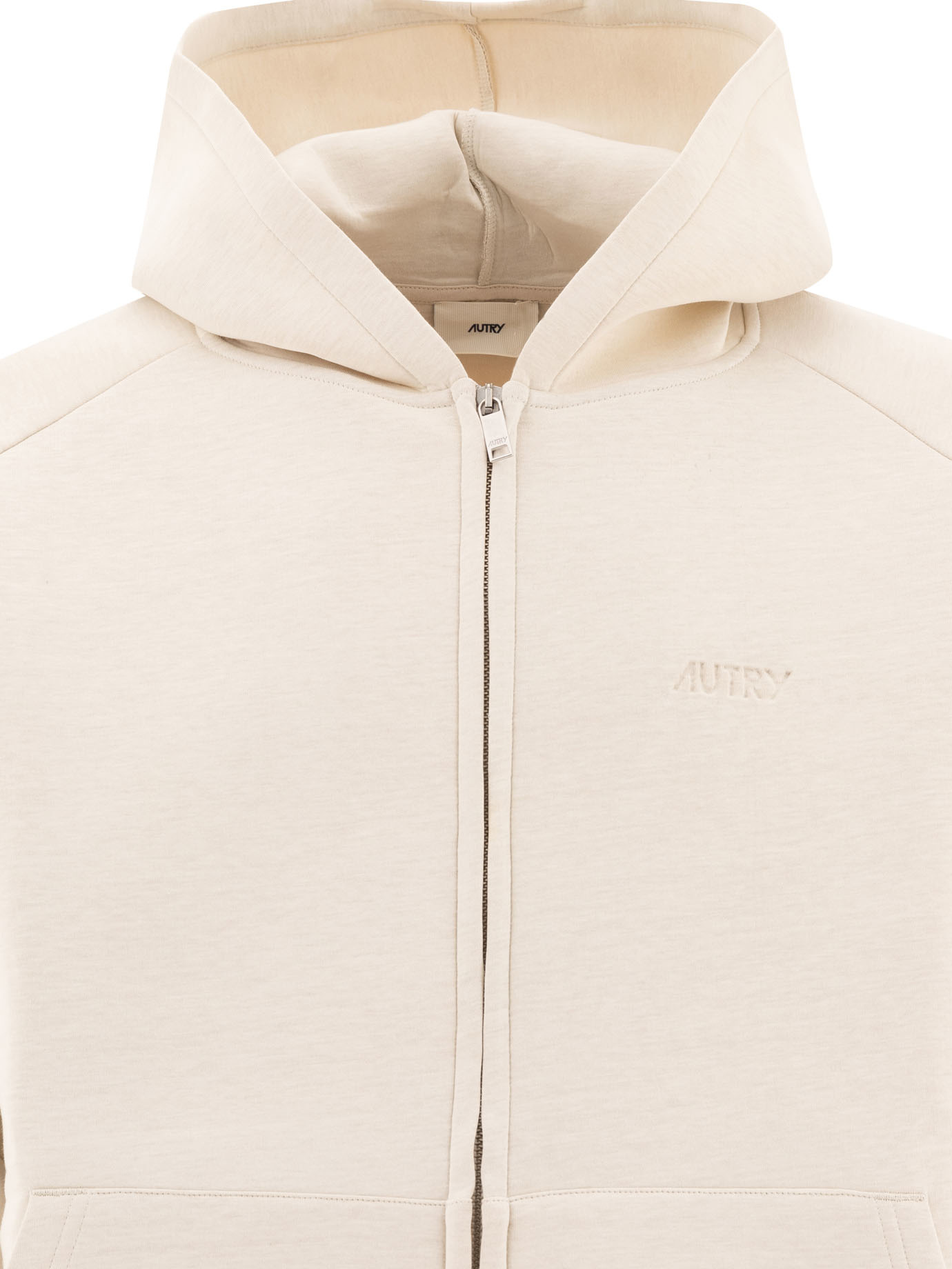 Autry Hooded Kangaroo Ribbed Jackets In White