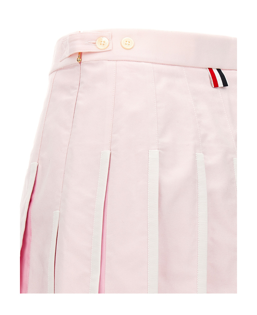 Thom Browne Pleated Oxford Skirt Skirts Pink In Pink
