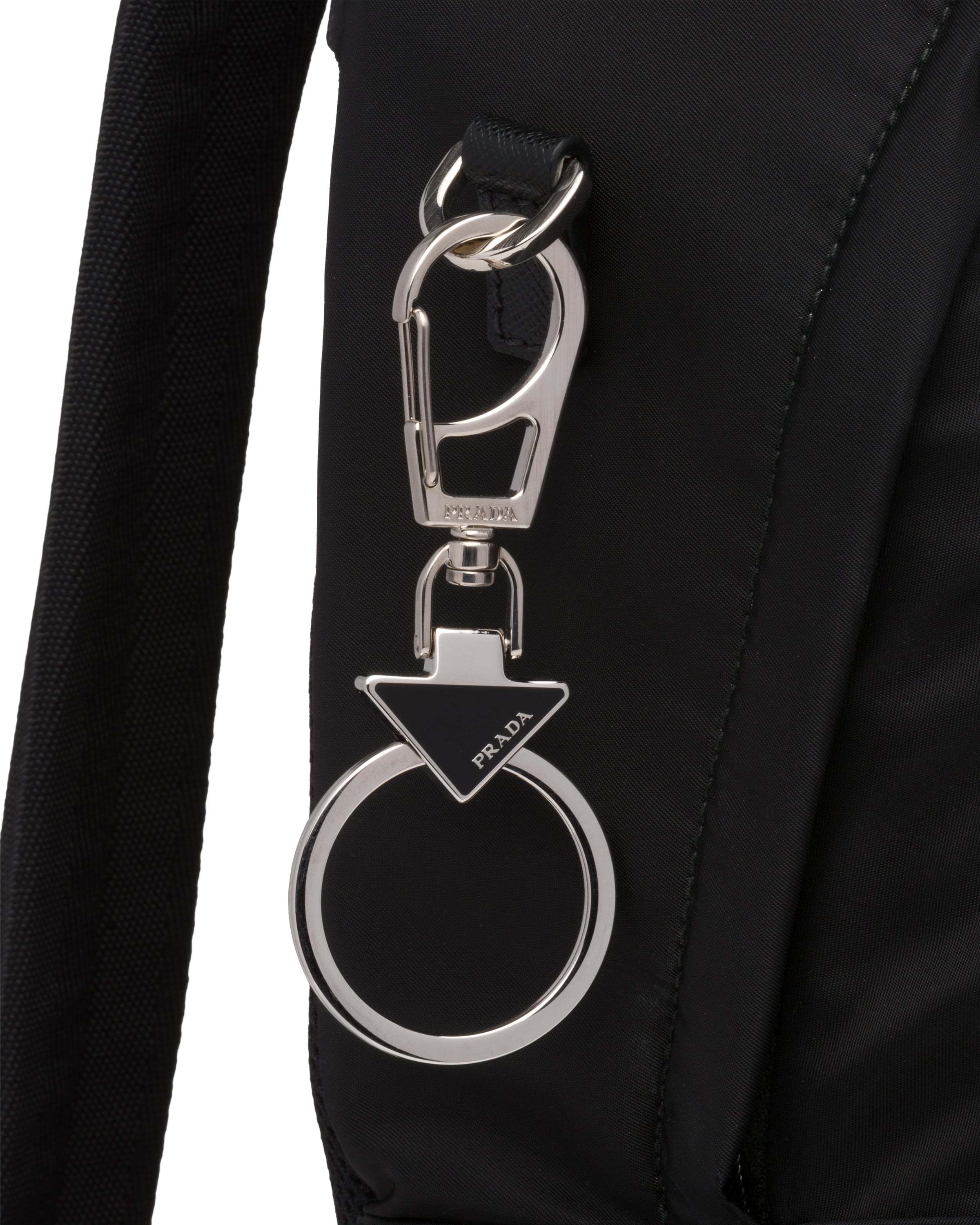 Prada Enamel Triangle Logo Keyring In White